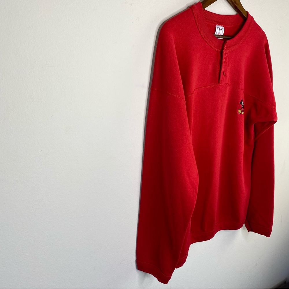 Vintage 90s Disney wear Mickey embroidered Henley sweatshirt unisex size large - Picture 2 of 11